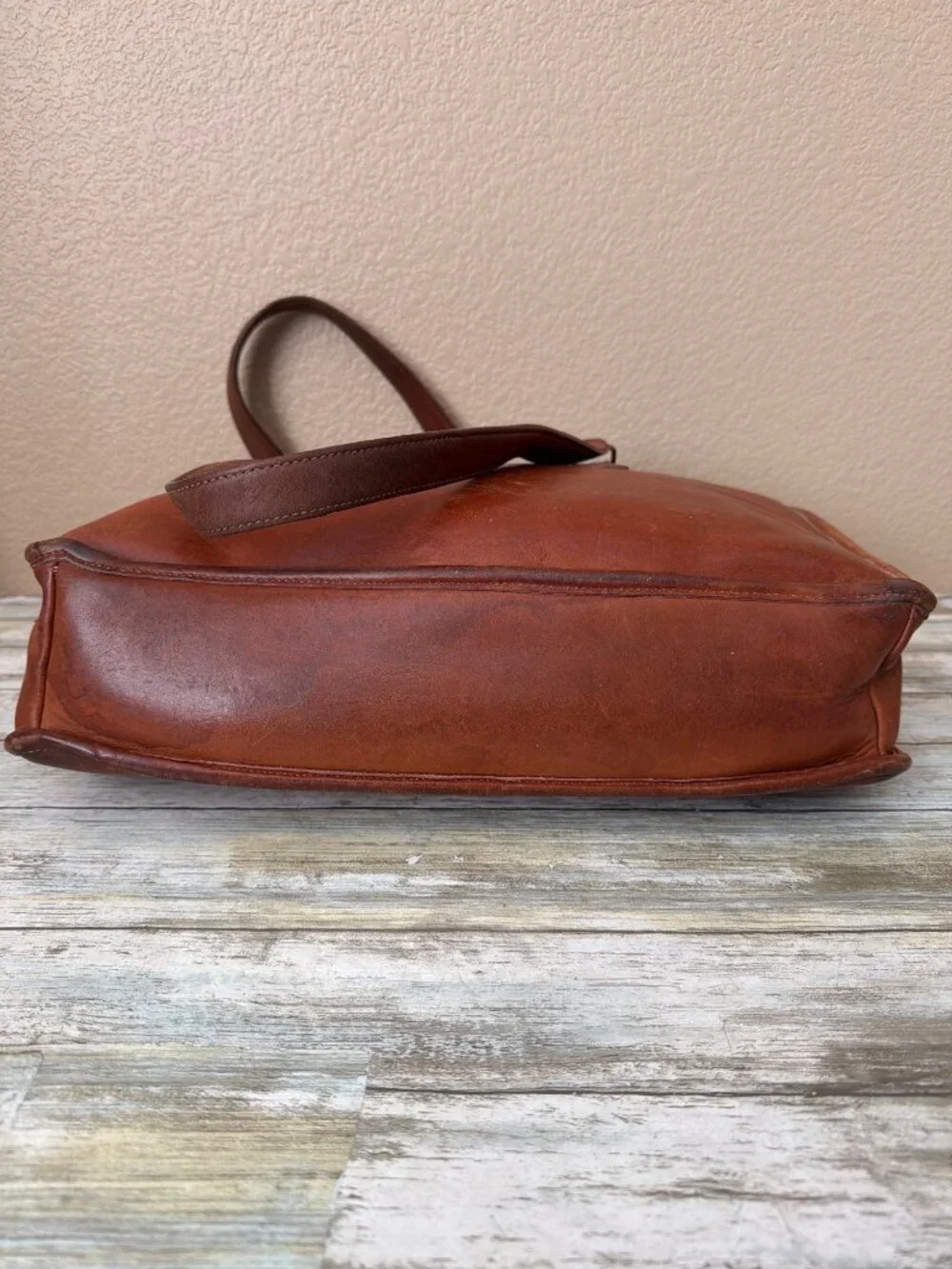 1970/80s Coach Glove Tanned British Tan Marketing Tote Bag NYC 399-0645 w/FLAWS - Picture 6 of 15